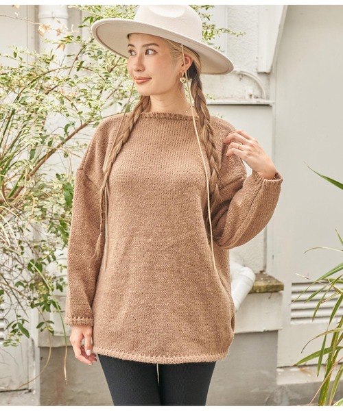 anap mimpi(アナップミンピ)の「ボートネック ゆったり ニット(ニット/セーター・レディース・アイボリー/ラベンダー/モカ・FREE)」の11枚目の写真