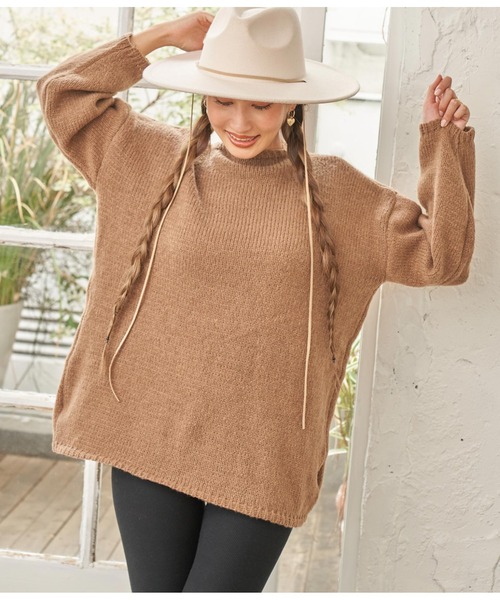 anap mimpi(アナップミンピ)の「ボートネック ゆったり ニット(ニット/セーター・レディース・アイボリー/ラベンダー/モカ・FREE)」の10枚目の写真