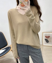 【デイリーコーデに使いやすい◎】12 color Vネックシンプルニットトップス