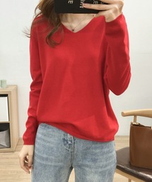 【デイリーコーデに使いやすい◎】12 color Vネックシンプルニットトップス