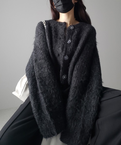 me+em select(ミームセレクト)の「※※ボリュームワイドスリーブショートシャギーニットカーディガン / volume wide sleeve short shaggy knit cardigan(カーディガン/ボレロ・レディース・グレー/ブルー/ホワイト/ピンク/ブラック・FREE)」の16枚目の写真
