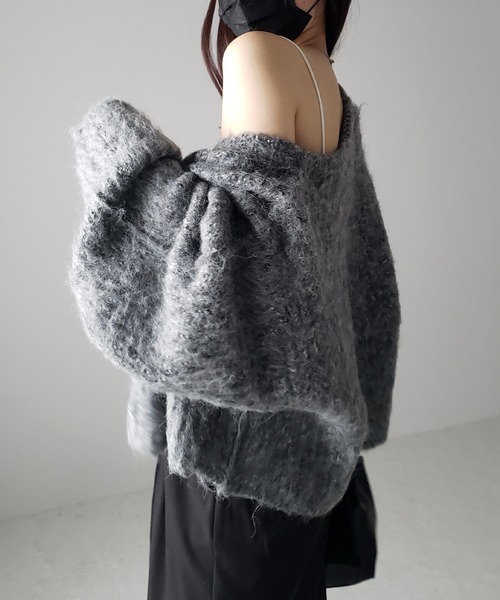 セール】※※ボリュームワイドスリーブショートシャギーニット