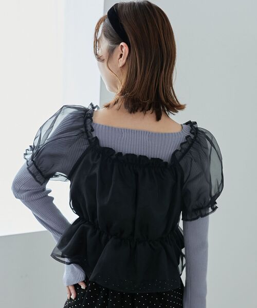 MAJESTIC LEGON(マジェスティックレゴン)の「ショートブラウスセットトップス(Tシャツ/カットソー・レディース・ピンク/アイボリー/ブラック・MEDIUM)」の21枚目の写真