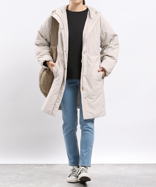 GLOBAL WORK Smile Seed Store（グローバルワーク スマイルシードストア）の「エアサーマルコート/704197（その他アウター・レディース・ブラック/アイボリー・MEDIUM/X-LARGE/SMALL/LARGE）」の5枚目の写真