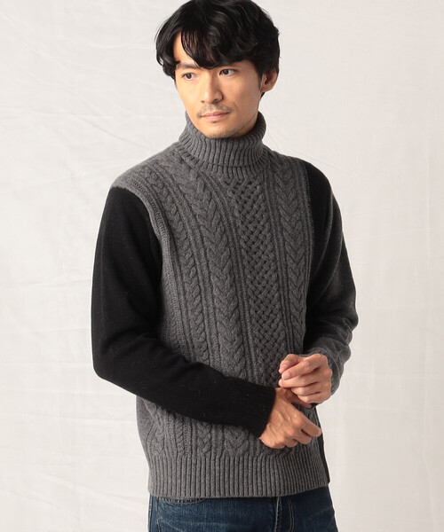 COMME CA MEN（コムサメン）の「ケーブル ブロッキングニット（ニット 