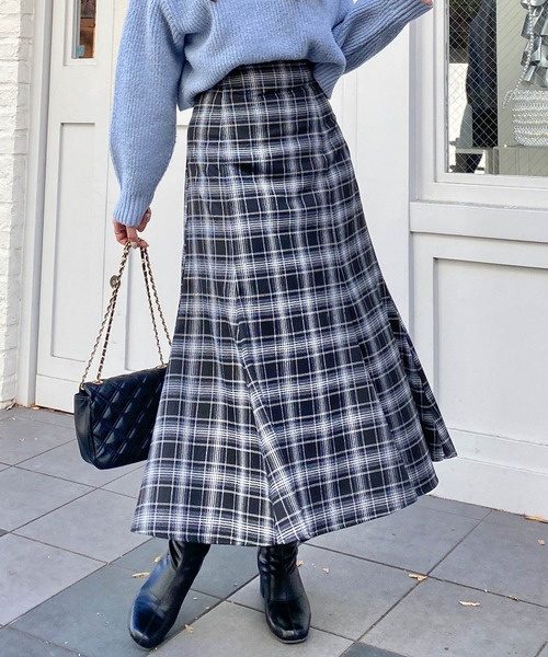INGNI（イング）の「BackレースUPチェック柄マーメイドスカート