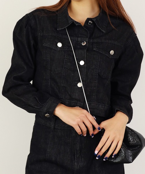 Chick(チック)の「▲DENIM JACKET+DENIM MINI SKIRT Set Up / デニムジャケット+デニムスカート セットアップ(セットアップ・レディース・ブルー/ブラック・S/L/M)」の1枚目の写真