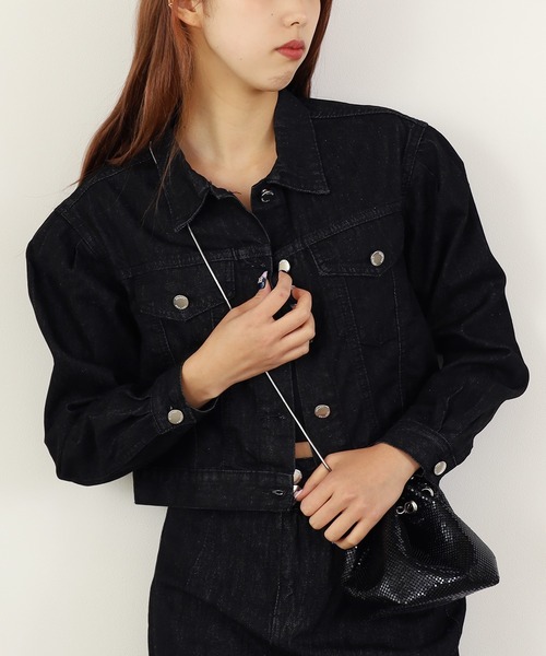 Chick(チック)の「▲DENIM JACKET+DENIM MINI SKIRT Set Up / デニムジャケット+デニムスカート セットアップ(セットアップ・レディース・ブルー/ブラック・S/L/M)」の13枚目の写真