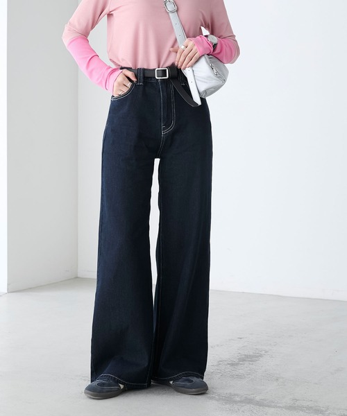 BONLECILL(ボンルシール)の「ハイウエストルーズバギーデニムパンツ(デニムパンツ・レディース・ブラック/ブルー系1/ネイビー・L/M/S)」の13枚目の写真