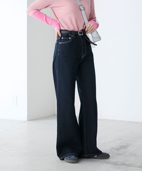 BONLECILL(ボンルシール)の「ハイウエストルーズバギーデニムパンツ(デニムパンツ・レディース・ブラック/ブルー系1/ネイビー・L/M/S)」の14枚目の写真
