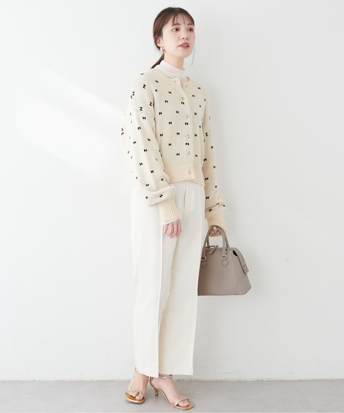 natural couture(ナチュラルクチュール)の「リボンハートジャガードカーデ(カーディガン/ボレロ・レディース・グレー系その他/ベージュ系その他/ブラック・FREE)」の19枚目の写真