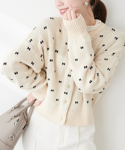 natural couture(ナチュラルクチュール)の「リボンハートジャガードカーデ(カーディガン/ボレロ・レディース・グレー系その他/ベージュ系その他/ブラック・FREE)」の17枚目の写真