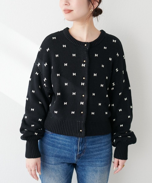 natural couture(ナチュラルクチュール)の「リボンハートジャガードカーデ(カーディガン/ボレロ・レディース・グレー系その他/ベージュ系その他/ブラック・FREE)」の21枚目の写真