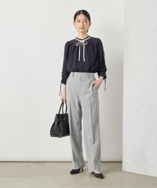 NOLLEY’S Sophi（ノーリーズソフィ）の「《セットアップ対応》ウォッシャブルトロセミワイドパンツ（その他パンツ・レディース・ライトグレー/ブラック・36/38）」の4枚目の写真