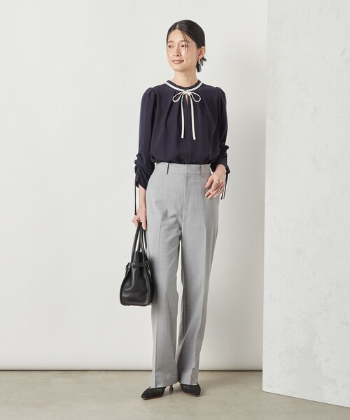 NOLLEY’S Sophi（ノーリーズソフィ）の「《セットアップ対応》ウォッシャブルトロセミワイドパンツ（その他パンツ・レディース・ライトグレー/ブラック・36/38）」の5枚目の写真