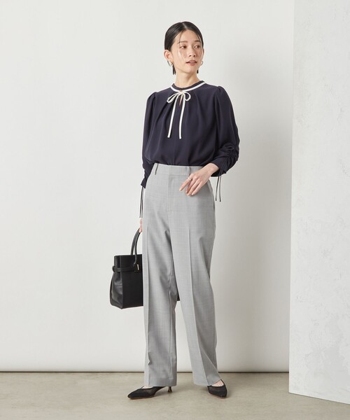 NOLLEY’S Sophi（ノーリーズソフィ）の「《セットアップ対応》ウォッシャブルトロセミワイドパンツ（その他パンツ・レディース・ライトグレー/ブラック・36/38）」の6枚目の写真