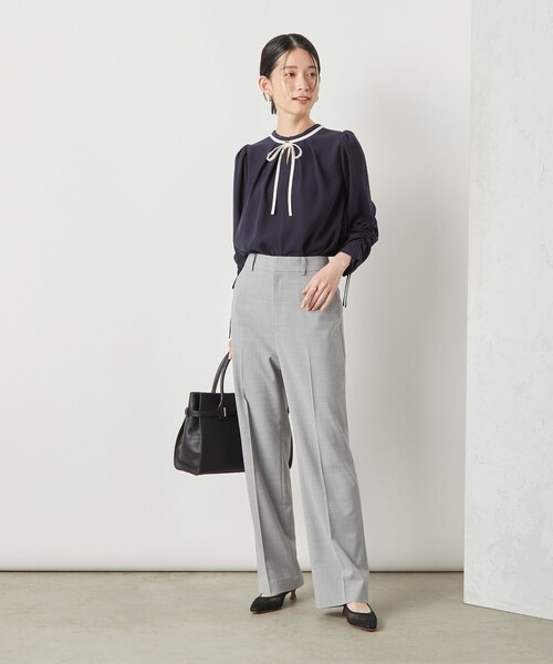 NOLLEY’S Sophi（ノーリーズソフィ）の「《セットアップ対応》ウォッシャブルトロセミワイドパンツ（その他パンツ・レディース・ライトグレー/ブラック・36/38）」の7枚目の写真