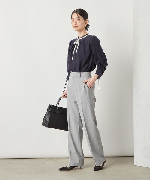 NOLLEY’S Sophi（ノーリーズソフィ）の「《セットアップ対応》ウォッシャブルトロセミワイドパンツ（その他パンツ・レディース・ライトグレー/ブラック・36/38）」の8枚目の写真