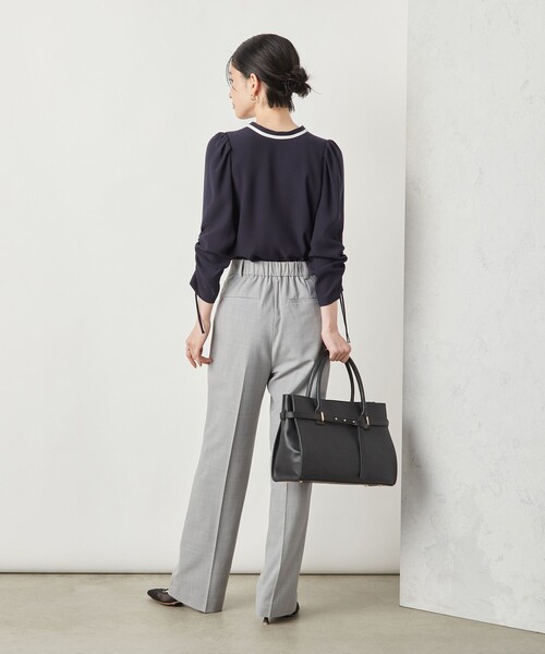 NOLLEY’S Sophi（ノーリーズソフィ）の「《セットアップ対応》ウォッシャブルトロセミワイドパンツ（その他パンツ・レディース・ライトグレー/ブラック・36/38）」の16枚目の写真