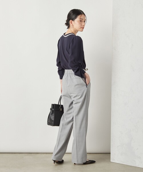 NOLLEY’S Sophi（ノーリーズソフィ）の「《セットアップ対応》ウォッシャブルトロセミワイドパンツ（その他パンツ・レディース・ライトグレー/ブラック・36/38）」の18枚目の写真