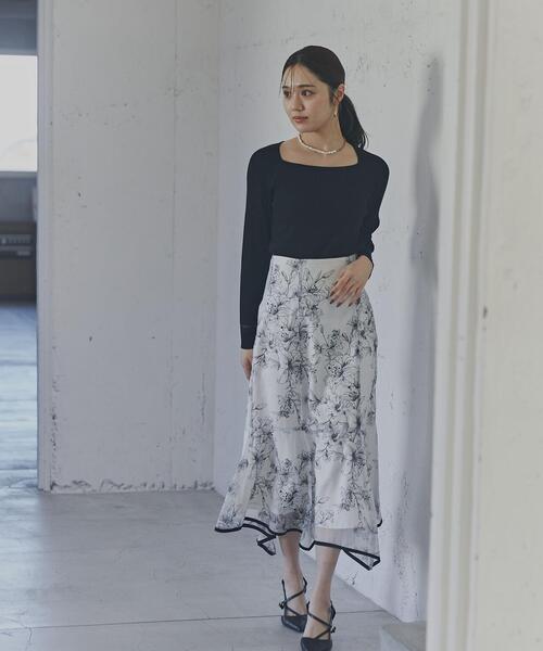 PROPORTION BODY DRESSING(プロポーションボディドレッシング)の「デコルテリブニット / 1214170204(ニット/セーター・レディース・ブラック/ホワイト系その他/ライトグリーン・FREE)」の2枚目の写真