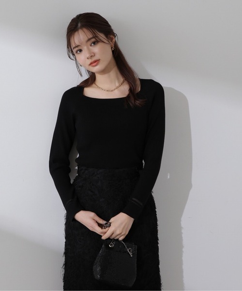 PROPORTION BODY DRESSING(プロポーションボディドレッシング)の「デコルテリブニット / 1214170204(ニット/セーター・レディース・ブラック/ホワイト系その他/ライトグリーン・FREE)」の11枚目の写真