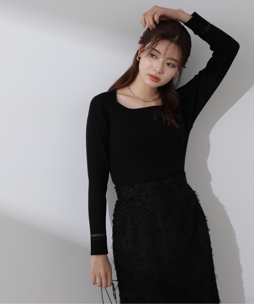 PROPORTION BODY DRESSING(プロポーションボディドレッシング)の「デコルテリブニット / 1214170204(ニット/セーター・レディース・ブラック/ホワイト系その他/ライトグリーン・FREE)」の12枚目の写真