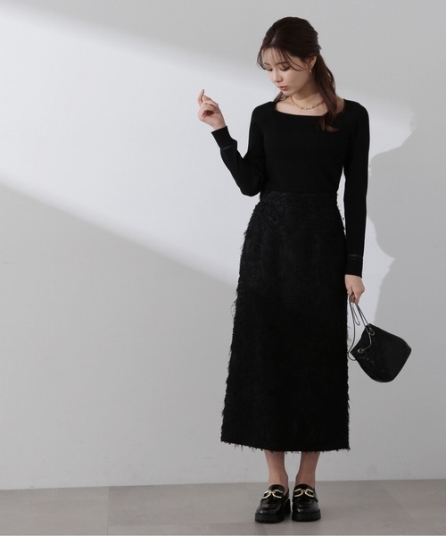 PROPORTION BODY DRESSING(プロポーションボディドレッシング)の「デコルテリブニット / 1214170204(ニット/セーター・レディース・ブラック/ホワイト系その他/ライトグリーン・FREE)」の13枚目の写真