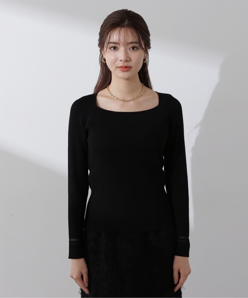 PROPORTION BODY DRESSING(プロポーションボディドレッシング)の「デコルテリブニット / 1214170204(ニット/セーター・レディース・ブラック/ホワイト系その他/ライトグリーン・FREE)」の15枚目の写真