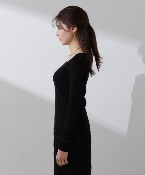 PROPORTION BODY DRESSING(プロポーションボディドレッシング)の「デコルテリブニット / 1214170204(ニット/セーター・レディース・ブラック/ホワイト系その他/ライトグリーン・FREE)」の16枚目の写真