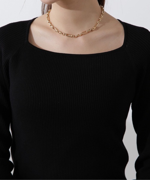 PROPORTION BODY DRESSING(プロポーションボディドレッシング)の「デコルテリブニット / 1214170204(ニット/セーター・レディース・ブラック/ホワイト系その他/ライトグリーン・FREE)」の18枚目の写真