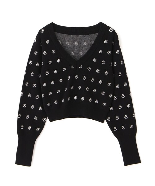 FREE'S MART（フリーズマート）の「◆総柄コンパクトロゴニット（ニット/セーター・レディース・ホワイト/ブラック・FREE）」の3枚目の写真