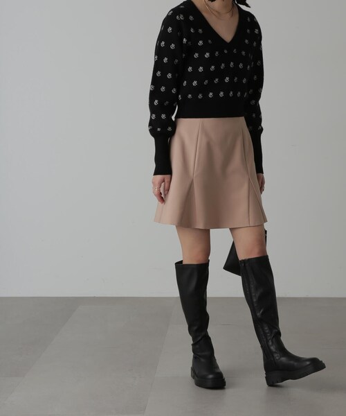 FREE'S MART（フリーズマート）の「◆総柄コンパクトロゴニット（ニット/セーター・レディース・ホワイト/ブラック・FREE）」の5枚目の写真