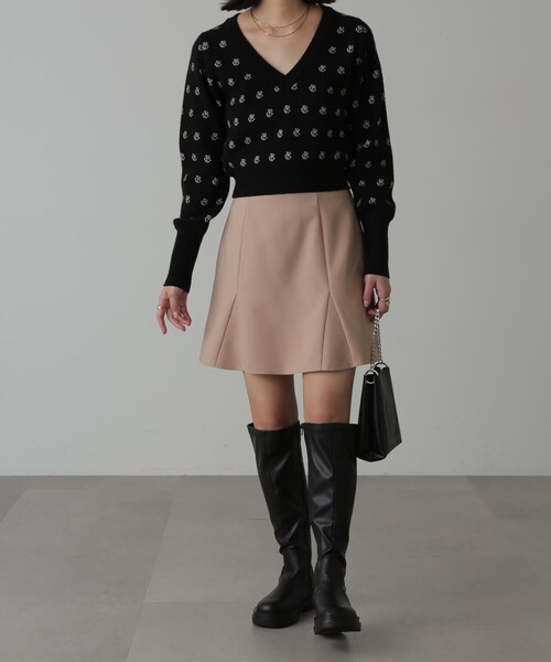 FREE'S MART（フリーズマート）の「◆総柄コンパクトロゴニット（ニット/セーター・レディース・ホワイト/ブラック・FREE）」の6枚目の写真