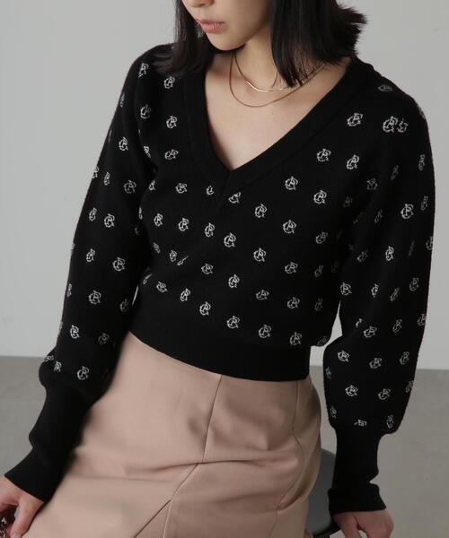 FREE'S MART（フリーズマート）の「◆総柄コンパクトロゴニット（ニット/セーター・レディース・ホワイト/ブラック・FREE）」の7枚目の写真