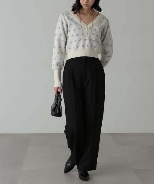 FREE'S MART（フリーズマート）の「◆総柄コンパクトロゴニット（ニット/セーター・レディース・ホワイト/ブラック・FREE）」の13枚目の写真