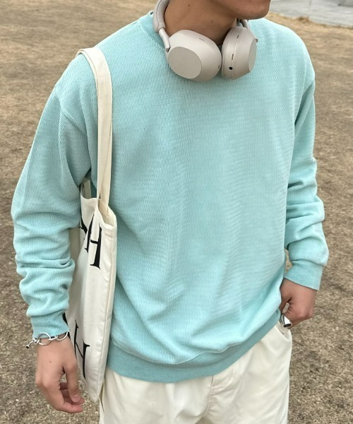 CIAOPANIC TYPY（チャオパニックティピー）の「ウェーブワッフルピグメントスウェット（スウェット・メンズ・サックスブルー/グレー/ピンク/チャコールグレー・MEDIUM/LARGE）」の3枚目の写真