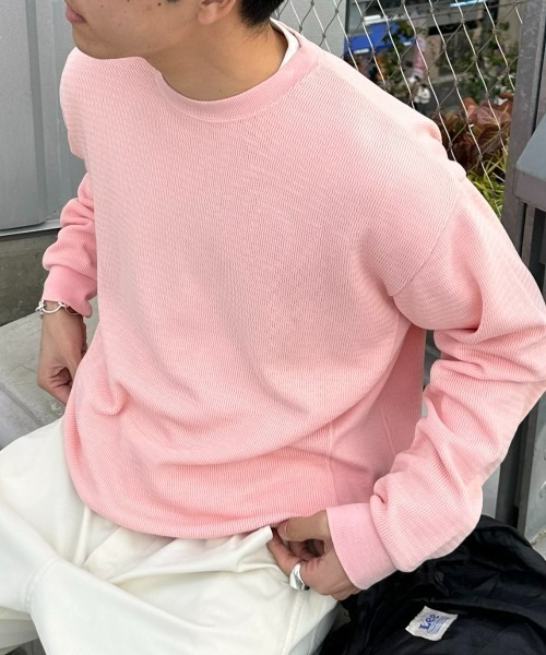 CIAOPANIC TYPY（チャオパニックティピー）の「ウェーブワッフルピグメントスウェット（スウェット・メンズ・サックスブルー/グレー/ピンク/チャコールグレー・MEDIUM/LARGE）」の4枚目の写真