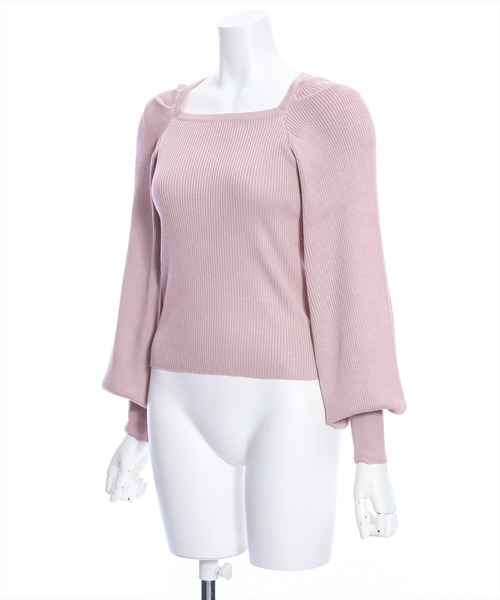 clear（クリア）の「スクエアネックリブニットトップス[オフィスカジュアル 着回し抜群 大人]≪再入荷≫（ニット/セーター・レディース・ピンク/グレー系その他/ブラック/オフホワイト・F）」の10枚目の写真