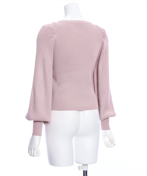 clear（クリア）の「スクエアネックリブニットトップス[オフィスカジュアル 着回し抜群 大人]≪再入荷≫（ニット/セーター・レディース・ピンク/グレー系その他/ブラック/オフホワイト・F）」の12枚目の写真