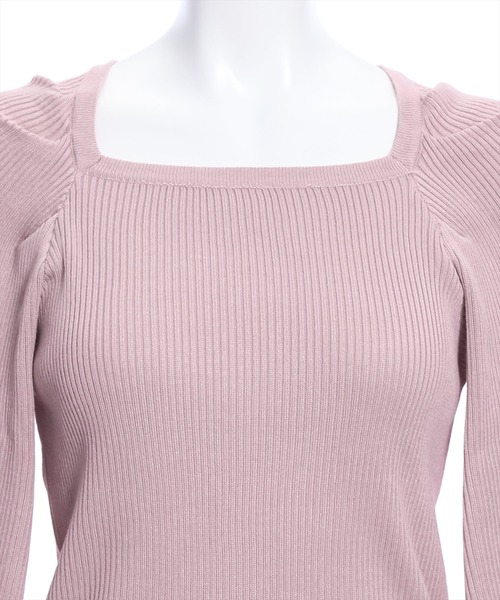 clear（クリア）の「スクエアネックリブニットトップス[オフィスカジュアル 着回し抜群 大人]≪再入荷≫（ニット/セーター・レディース・ピンク/グレー系その他/ブラック/オフホワイト・F）」の15枚目の写真