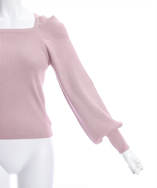 clear（クリア）の「スクエアネックリブニットトップス[オフィスカジュアル 着回し抜群 大人]≪再入荷≫（ニット/セーター・レディース・ピンク/グレー系その他/ブラック/オフホワイト・F）」の14枚目の写真