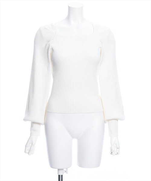 clear（クリア）の「スクエアネックリブニットトップス[オフィスカジュアル 着回し抜群 大人]≪再入荷≫（ニット/セーター・レディース・ピンク/グレー系その他/ブラック/オフホワイト・F）」の18枚目の写真