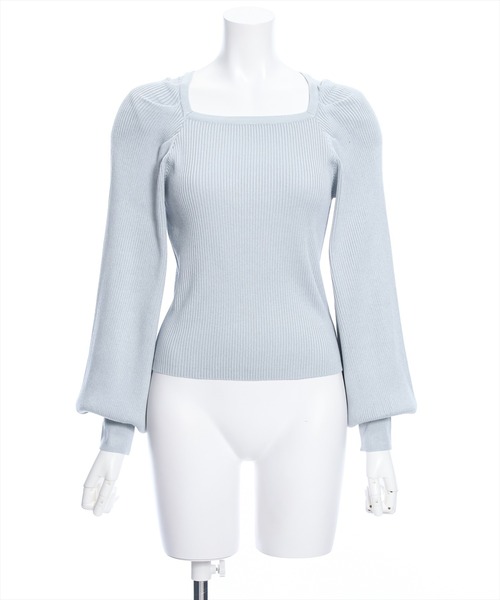 clear（クリア）の「スクエアネックリブニットトップス[オフィスカジュアル 着回し抜群 大人]≪再入荷≫（ニット/セーター・レディース・ピンク/グレー系その他/ブラック/オフホワイト・F）」の19枚目の写真