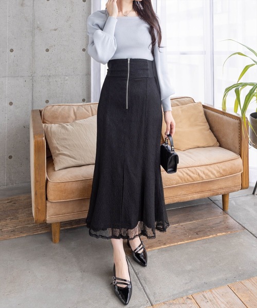 clear（クリア）の「スクエアネックリブニットトップス[オフィスカジュアル 着回し抜群 大人]≪再入荷≫（ニット/セーター・レディース・ピンク/グレー系その他/ブラック/オフホワイト・F）」の7枚目の写真