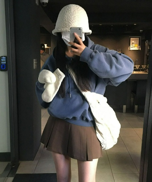 BEIDELLI（ベイデリー）の「[BELLIDE MADE] ビンテージピグメントクロップドフーディ（パーカー・レディース・グレー/ブルー/チャコールグレー・FREE）」の17枚目の写真