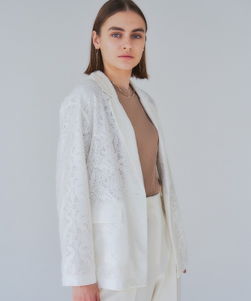 YECCA VECCA（イェッカヴェッカ）の「レースジャケット（テーラードジャケット・レディース・オフホワイト/チャコールグレー・FREE）」の15枚目の写真