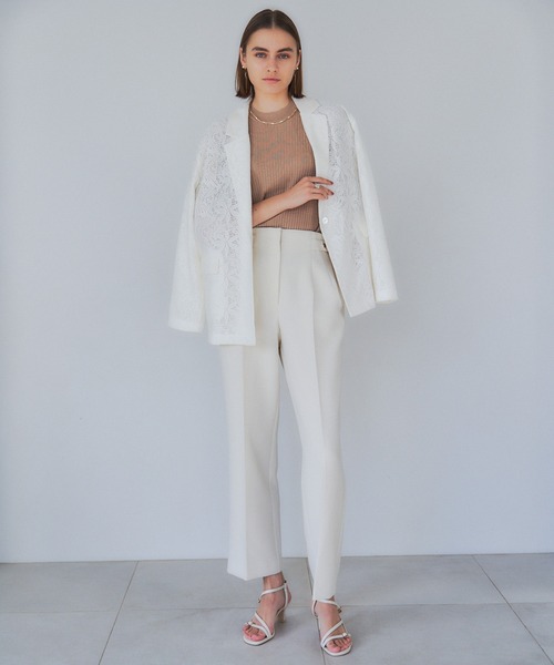 YECCA VECCA（イェッカヴェッカ）の「レースジャケット（テーラードジャケット・レディース・オフホワイト/チャコールグレー・FREE）」の4枚目の写真