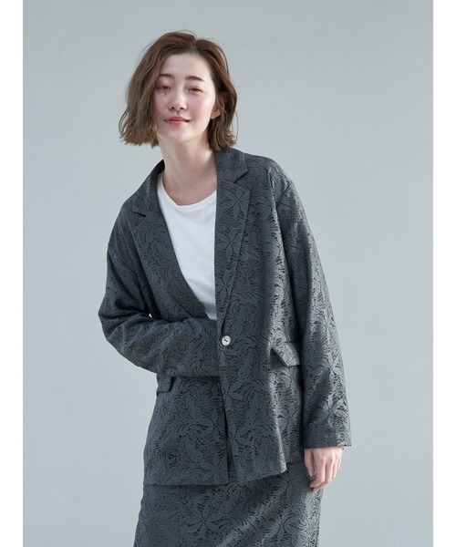 YECCA VECCA（イェッカヴェッカ）の「レースジャケット（テーラードジャケット・レディース・オフホワイト/チャコールグレー・FREE）」の16枚目の写真