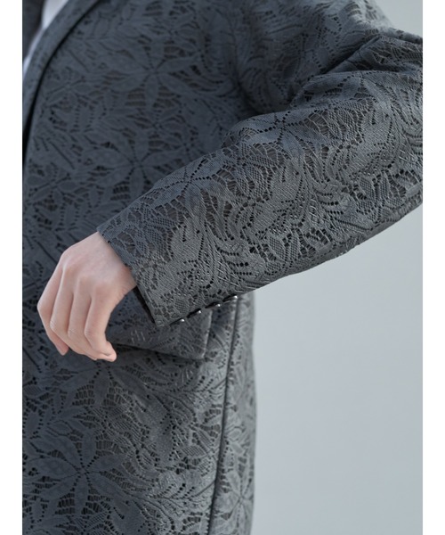 YECCA VECCA（イェッカヴェッカ）の「レースジャケット（テーラードジャケット・レディース・オフホワイト/チャコールグレー・FREE）」の9枚目の写真